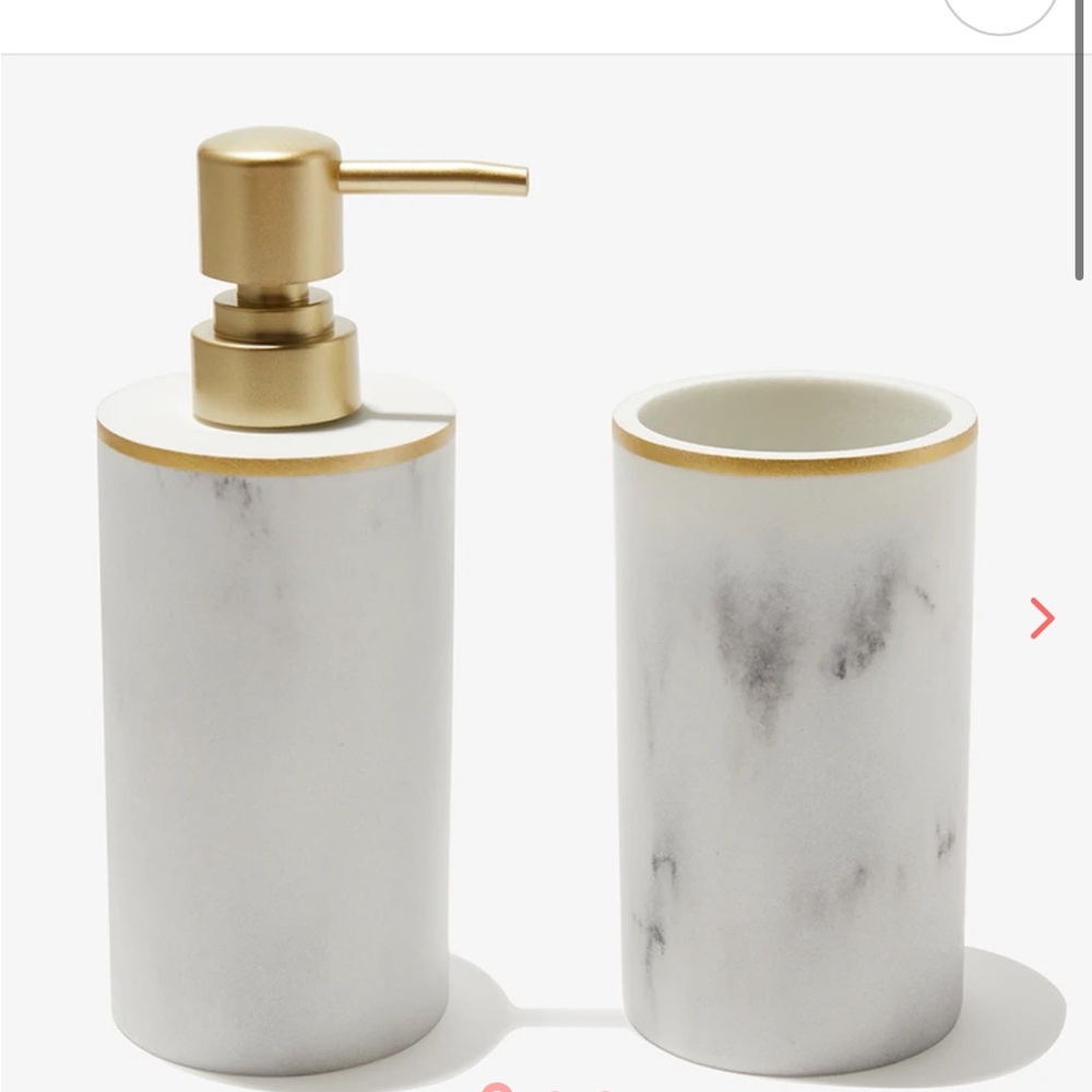 Gold and White Marble Bath Set
